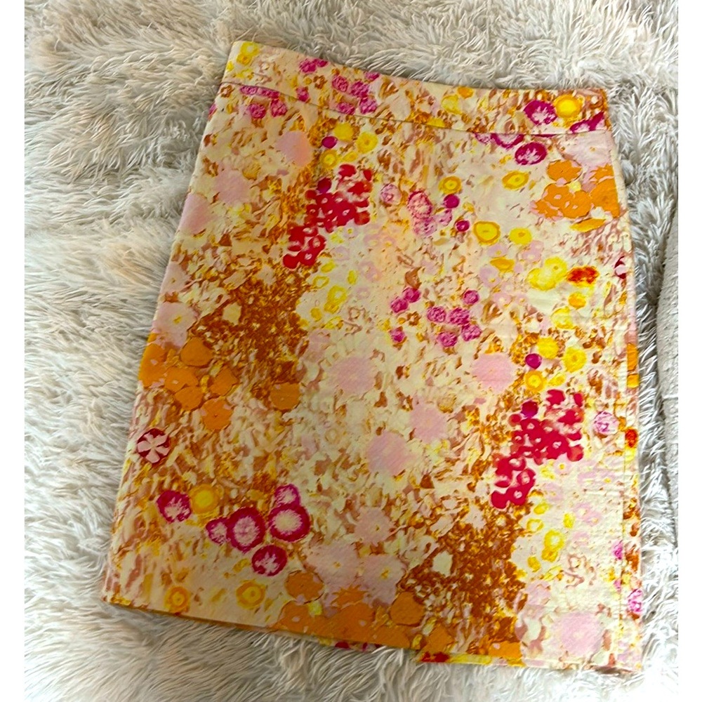 J. Crew Floral Skirt in Pink and Orange